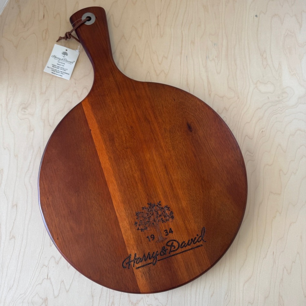 Harry & David Acacia Wood Hanging Charcuterie Cheese Cutting Board 13 x 19 NEW